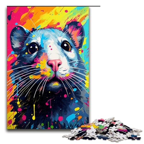 Puzzle für Erwachsene 1000 Teile Ratte ist von Spritzern umgeben viele Bunte Wolken Puzzle für Erwachsene Holzspiele für die ganze Familie Weihnachts und Geburtstagsgeschenke 75 x 50 cm von QSYFNBZL
