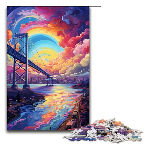 Puzzle für Erwachsene 1000 Teile Regenbogenbrücke von SplattersLots Dicke Bunte Puzzles Spielspielzeug lustig 75 x 50 cm von QSYFNBZL