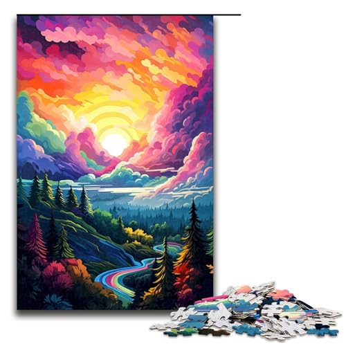 Puzzle für Erwachsene 1000 Teile Regenbogenwald von SplattersLots Dickes buntes Holzpuzzle Lernspielzeug Familienspiele 75 x 50 cm von QSYFNBZL