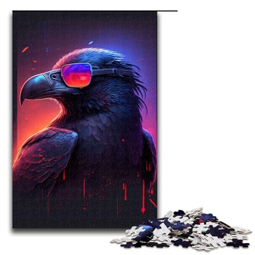 Puzzle für Erwachsene 1000 Teile Retrowave Crow Puzzle für Lernspiele Herausforderungsspielzeug einzigartige Heimdekoration und Geschenke 75 x 50 cm von QSYFNBZL