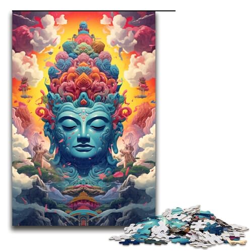 Puzzle für Erwachsene 1000 Teile Roboter Buddha von SplattersLots Dickes buntes Holzpuzzle Lernspielzeug Familienspiele 75 x 50 cm von QSYFNBZL