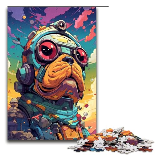 Puzzle für Erwachsene 1000 Teile Roboter Bulldoggen von Splatters Viele Dicke Bunte Puzzles für Kinder Holzpuzzle dekomprimierendes intellektuelles Lernspielzeug 75 x 50 cm von QSYFNBZL