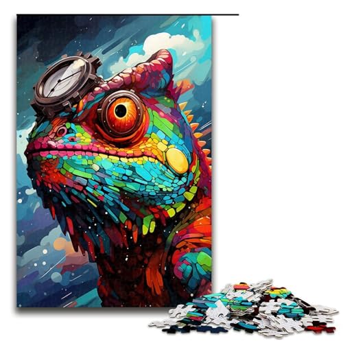 Puzzle für Erwachsene 1000 Teile Roboter Chamäleon von SplattersLots Dickes farbiges Holzpuzzle Lernspielzeug Familienspiele 75 x 50 cm von QSYFNBZL