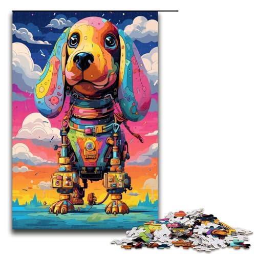 Puzzle für Erwachsene 1000 Teile Roboter Dackel von SplattersLots Dickes farbiges Puzzle für Erwachsene Holzspiele für die ganze Familie Weihnachts und Geburtstagsgeschenke 75 x 50 cm von QSYFNBZL