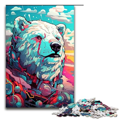Puzzle für Erwachsene 1000 Teile Roboter Eisbär von SplattersLots Dickes farbiges Puzzle für Erwachsene Holzspiele für die ganze Familie Weihnachts und Geburtstagsgeschenke 75 x 50 cm von QSYFNBZL