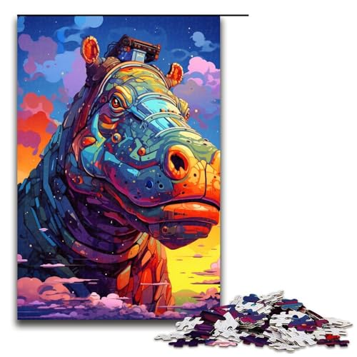 Puzzle für Erwachsene 1000 Teile Roboter Nilpferd von SplattersLots Dickes farbiges Wolken Puzzle Geburtstagsgeschenk für Teenager ab 14 Jahren 75 x 50 cm von QSYFNBZL