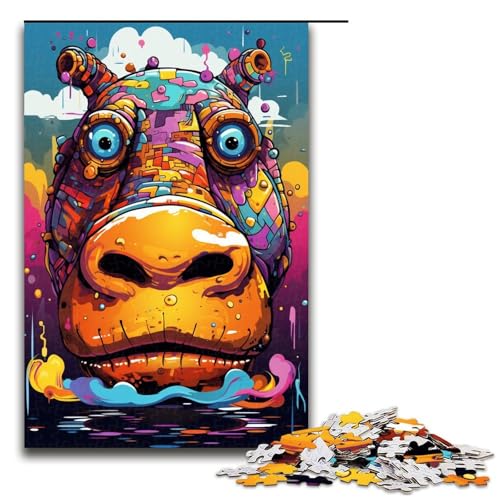 Puzzle für Erwachsene 1000 Teile Roboter Nilpferd von SplattersLots Dickes farbiges Wolkenspielzeug intellektuelles Spiel ganze Familie 75 x 50 cm von QSYFNBZL