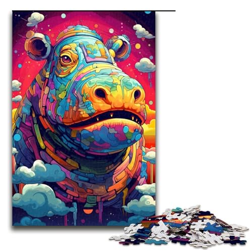 Puzzle für Erwachsene 1000 Teile Roboter Nilpferd von SplattersLots Dickes farbiges Wolkenspielzeug intellektuelles Spiel ganze Familie 75 x 50 cm von QSYFNBZL