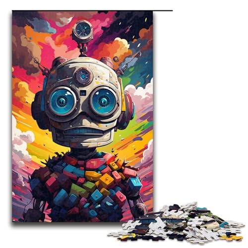 Puzzle für Erwachsene 1000 Teile Roboter von Splatters Viele Dicke Bunte Wolken am Himmel Holzpuzzle Lernspielzeug Familienspiele 75 x 50 cm von QSYFNBZL