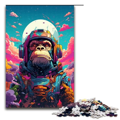 Puzzle für Erwachsene 1000 Teile Roboteraffe von SplattersLots Dickes buntes Holzpuzzle Lernspielzeug Familienspiele 75 x 50 cm von QSYFNBZL