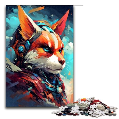 Puzzle für Erwachsene 1000 Teile Roboterfuchs von SplattersLots of Thick Coloured Clouds Holzpuzzle Lernspielzeug Familienspiele 75 x 50 cm von QSYFNBZL