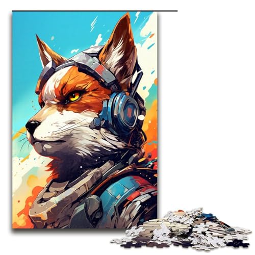 Puzzle für Erwachsene 1000 Teile Roboterfuchs von SplattersLots of Thick Coloured Clouds Puzzle für Erwachsene Holzspiele für die ganze Familie Weihnachts und Geburtstagsgeschenke 75 x 50 cm von QSYFNBZL