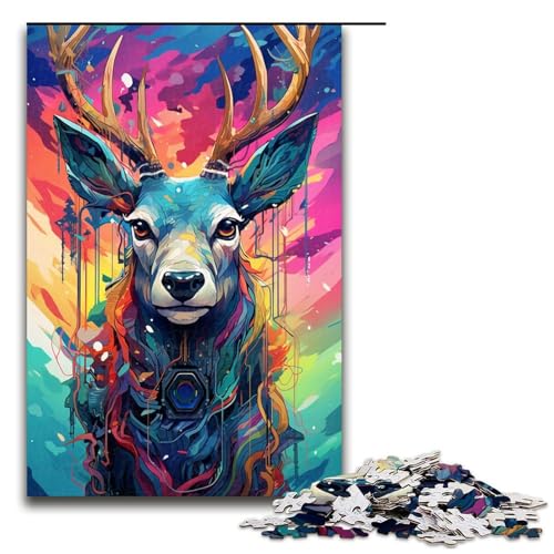 Puzzle für Erwachsene 1000 Teile Roboterhirsch von SplattersLots of Thick Coloured Clouds Puzzle für Erwachsene Holzspiele für die ganze Familie Weihnachts und Geburtstagsgeschenke 75 x 50 cm von QSYFNBZL