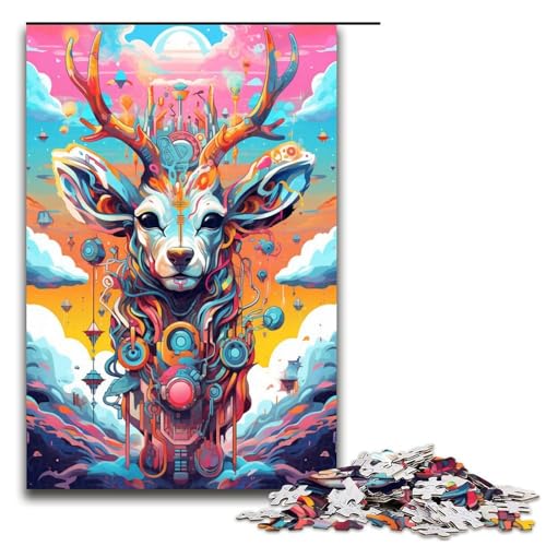 Puzzle für Erwachsene 1000 Teile Roboterhirsch von SplattersLots of Thick Coloured Clouds Puzzle für Lernspiele Herausforderungsspielzeug einzigartige Heimdekoration und Geschenke 75 x 50 cm von QSYFNBZL
