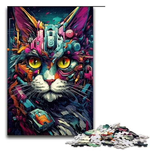 Puzzle für Erwachsene 1000 Teile Roboterkatze von SplattersLots of Thick Coloured Clouds Puzzle Lernspiele für Zuhause DIY Spielzeug tolles Geschenk für Spiele 75 x 50 cm von QSYFNBZL