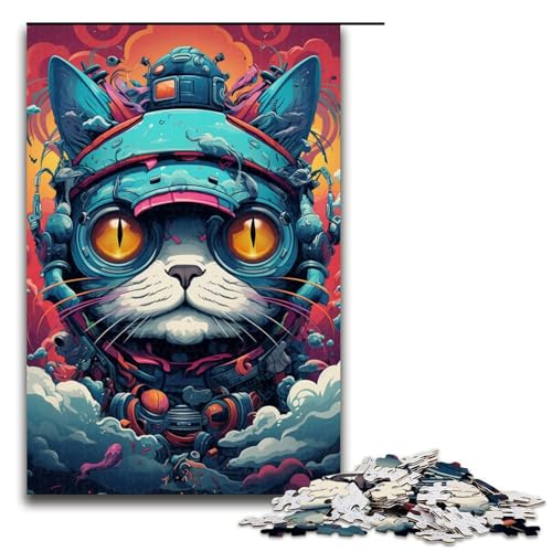 Puzzle für Erwachsene 1000 Teile Roboterkatze von SplattersLots of Thick Coloured Clouds Puzzles Spiele Spielzeug Geschenk geeignet für die Schreibtischdekoration 75 x 50 cm von QSYFNBZL