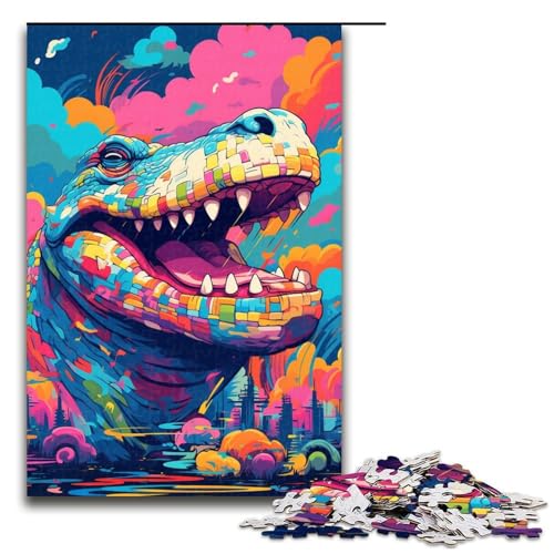 Puzzle für Erwachsene 1000 Teile Roboterkrokodile von SplattersLots Dickes farbiges Holzpuzzle Lernspielzeug Familienspiele 75 x 50 cm von QSYFNBZL