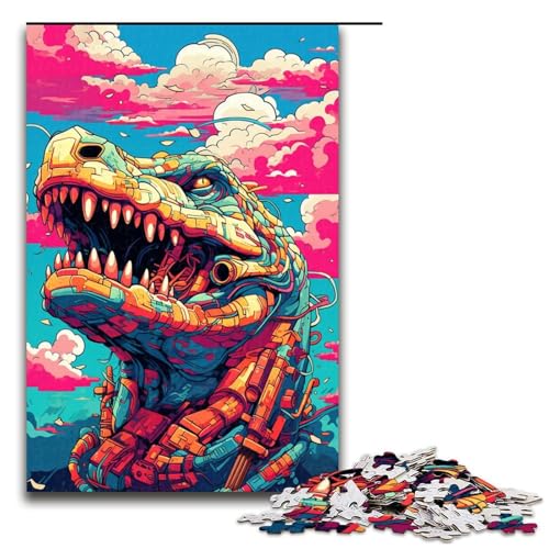 Puzzle für Erwachsene 1000 Teile Roboterkrokodile von SplattersLots Dickes farbiges Holzpuzzle Lernspielzeug Familienspiele 75 x 50 cm von QSYFNBZL