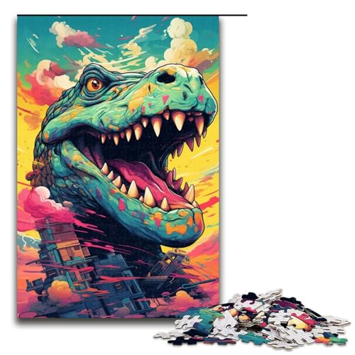 Puzzle für Erwachsene 1000 Teile Roboterkrokodile von SplattersLots Dickes farbiges Holzpuzzle Lernspielzeug Familienspiele 75 x 50 cm von QSYFNBZL