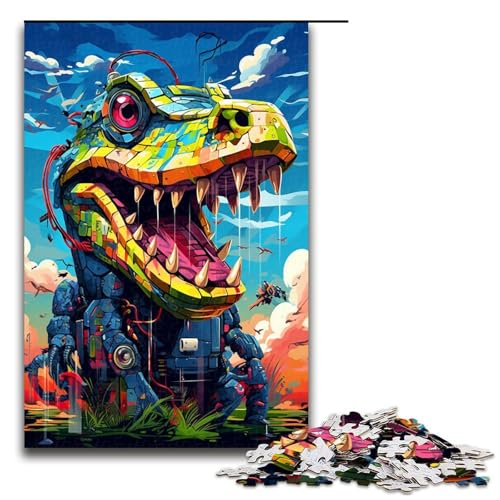 Puzzle für Erwachsene 1000 Teile Roboterkrokodile von SplattersLots Dickes farbiges Puzzle Geburtstagsgeschenk für Teenager ab 14 Jahren 75 x 50 cm von QSYFNBZL
