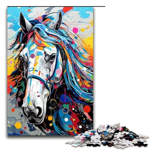 Puzzle für Erwachsene 1000 Teile Roboterpferd von SplattersLots Dickes farbiges Wolkenpuzzle Geburtstagsgeschenk für Teenager ab 14 Jahren 75 x 50 cm von QSYFNBZL