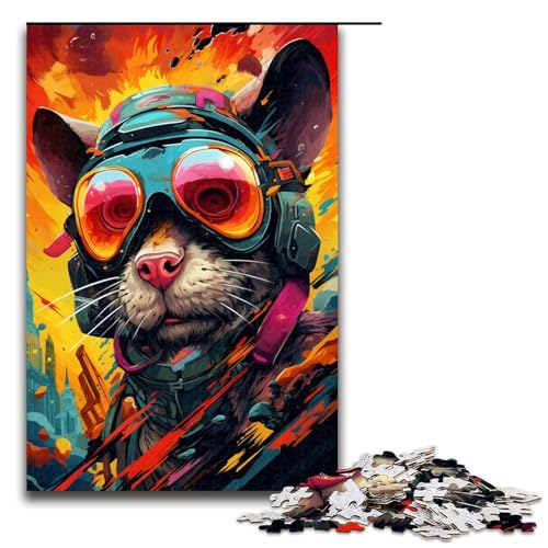 Puzzle für Erwachsene 1000 Teile Roboterratte von SplattersLots of Thick Coloured Clouds Holzpuzzle Lernspielzeug Familienspiele 75 x 50 cm von QSYFNBZL