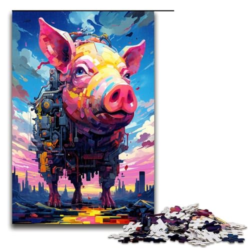 Puzzle für Erwachsene 1000 Teile Roboterschwein von SplattersLots of Thick Coloured Clouds Puzzle Lernspiele für Zuhause DIY Spielzeug tolles Geschenk für Spiele 75 x 50 cm von QSYFNBZL