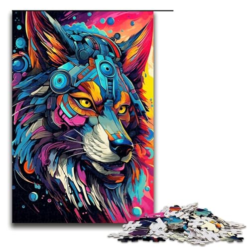 Puzzle für Erwachsene 1000 Teile Roboterwolf von Splatters viele Dicke Bunte Wolken Puzzle für Kinder Holzpuzzle dekomprimierendes intellektuelles Lernspielzeug 1000 Teile von QSYFNBZL