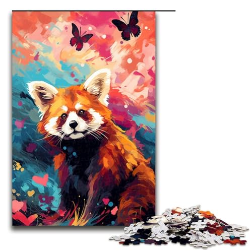 Puzzle für Erwachsene 1000 Teile Roter Panda und Schmetterling von SplattersLots buntes Puzzle für Erwachsene Holzspiele für die ganze Familie Weihnachts und Geburtstagsgeschenke 75 x 50 cm von QSYFNBZL