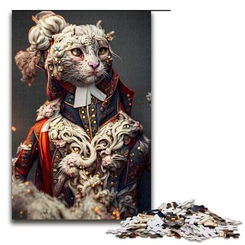 Puzzle für Erwachsene 1000 Teile Royal Cat Holzpuzzle Lernspielzeug Familienspiele 75 x 50 cm von QSYFNBZL