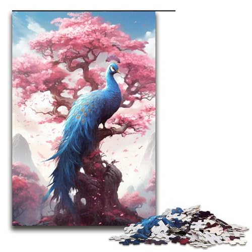 Puzzle für Erwachsene 1000 Teile Sakura und Pfau jedes Teil ist einzigartig anspruchsvolles Familienspiel 75 x 50 cm von QSYFNBZL