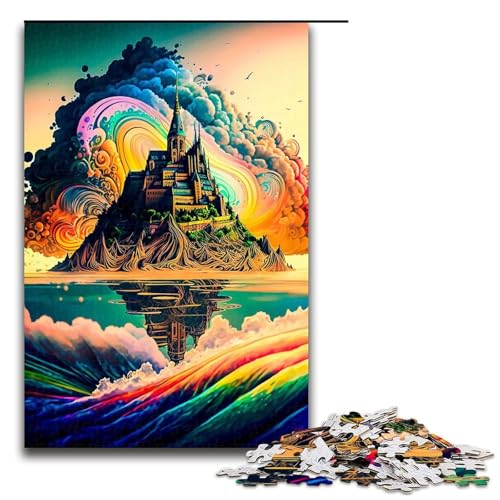 Puzzle für Erwachsene 1000 Teile Schloss auf der Insel Geburtstagsgeschenk für Teenager ab 14 Jahren 75 x 50 cm von QSYFNBZL