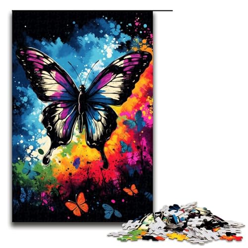Puzzle für Erwachsene 1000 Teile Schmetterling von SplattersLots of Coloured Clour Holzpuzzle Lernspielzeug Familienspiele 75 x 50 cm von QSYFNBZL