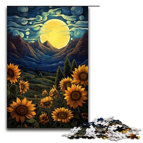 Puzzle für Erwachsene 1000 Teile Sonnenblume im Mondlicht Geburtstagsgeschenk für Teenager ab 14 Jahren 75 x 50 cm Puzzle für Erwachsene 1000 Teile Sonnenblume im Mondlicht Geburtstagsgeschenk für Teenager ab 14 Jahren 75 x 50 cm von QSYFNBZL