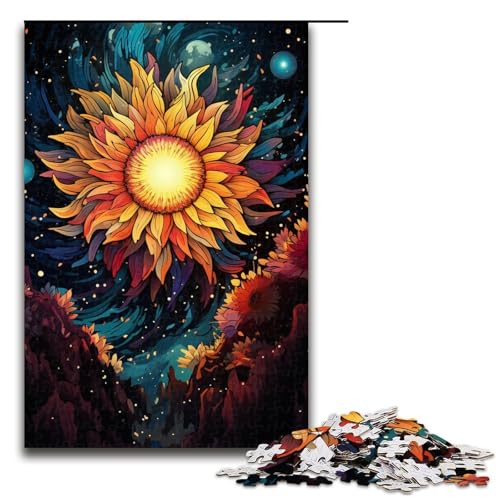 Puzzle für Erwachsene 1000 Teile Sonnenblumen unter Sonnenuntergang Spielzeug intellektuelles Spiel ganze Familie 75 x 50 cm von QSYFNBZL