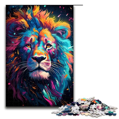 Puzzle für Erwachsene 1000 Teile Sternenhimmel Farbmalerei Löwen Puzzle für Kinder Holzpuzzle Dekomprimieren intellektuelles Lernspielzeug 75 x 50 cm von QSYFNBZL