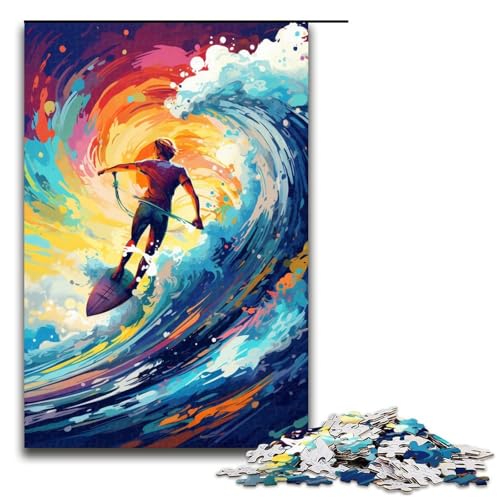 Puzzle für Erwachsene 1000 Teile Surfer ist von Spritzern umgeben viele Bunte Farbpuzzles für Erwachsene Holzspiele für die ganze Familie Weihnachts und Geburtstagsgeschenke 1000 Teile von QSYFNBZL