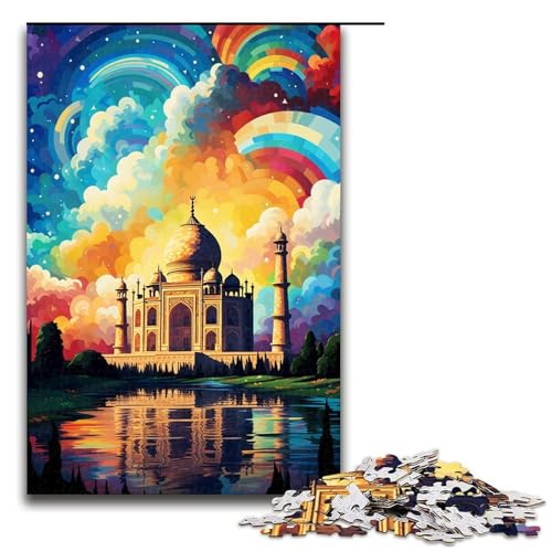 Puzzle für Erwachsene 1000 Teile Taj Mahal ist von Spritzern umgeben viele Bunte Puzzles Lernspiele für Zuhause DIY Spielzeug tolles Geschenk für Spiele 1000 Teile von QSYFNBZL