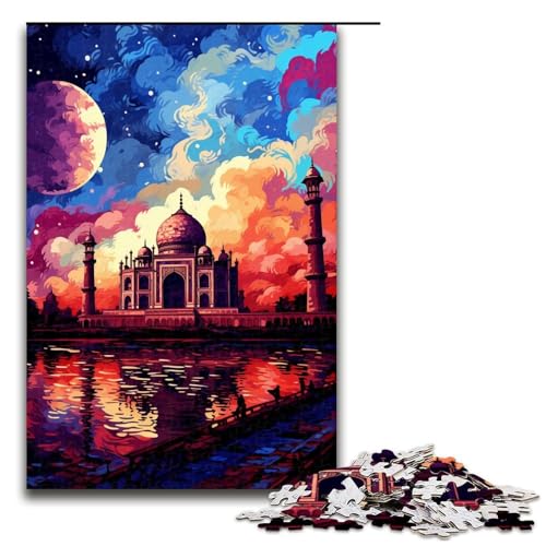 Puzzle für Erwachsene 1000 Teile Taj Mahal ist von Spritzern umgeben viele Bunte Puzzles für Erwachsene Holzspiele für die ganze Familie Weihnachts und Geburtstagsgeschenke 1000 Teile von QSYFNBZL