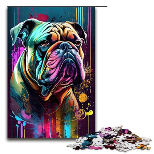 Puzzle für Erwachsene 1000 Teile The Gently Bulldog Puzzlespiel Spielzeug lustig 75 x 50 cm von QSYFNBZL