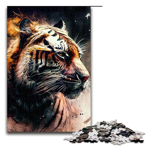 Puzzle für Erwachsene 1000 Teile Tiger Puzzle Geburtstagsgeschenk für Teenager ab 14 Jahren 75 x 50 cm von QSYFNBZL