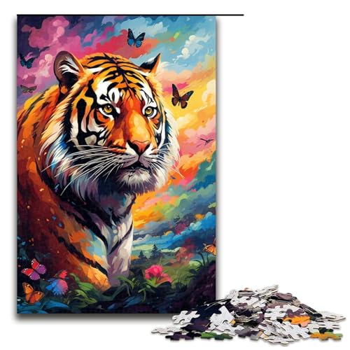 Puzzle für Erwachsene 1000 Teile Tiger und Schmetterling von SplattersLots buntes Puzzle Lernspiele für Zuhause DIY Spielzeug tolles Geschenk für Spiele 1000 Teile von QSYFNBZL