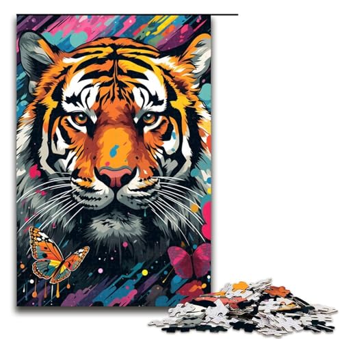 Puzzle für Erwachsene 1000 Teile Tiger und Schmetterling von SplattersLots buntes Puzzle Lernspiele für Zuhause DIY Spielzeug tolles Geschenk für Spiele 1000 Teile von QSYFNBZL