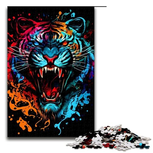 Puzzle für Erwachsene 1000 Teile Tigerspielzeug intellektuelles Spiel ganze Familie 75 x 50 cm von QSYFNBZL