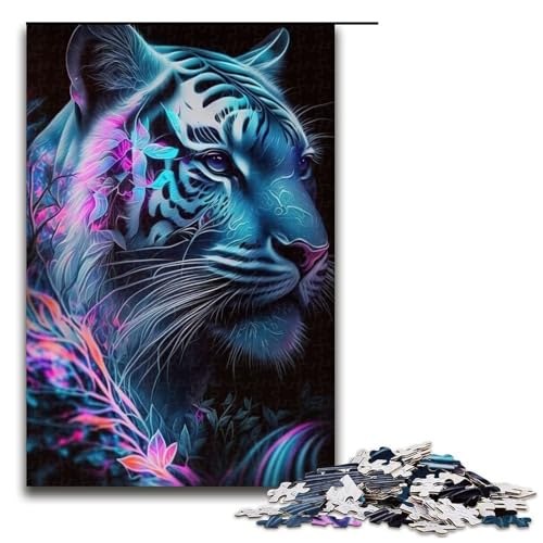 Puzzle für Erwachsene 1000 Teile Tigerspielzeug intellektuelles Spiel ganze Familie 75 x 50 cm von QSYFNBZL