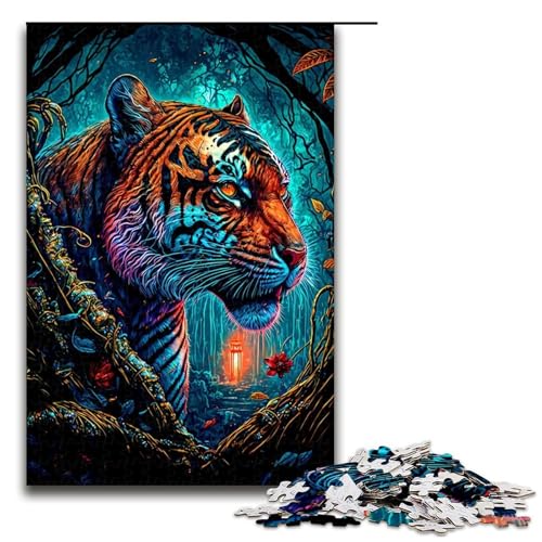 Puzzle für Erwachsene 1000 Teile Tigerspielzeug intellektuelles Spiel ganze Familie 75 x 50 cm von QSYFNBZL