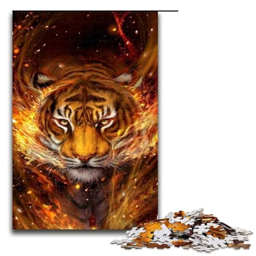 Puzzle für Erwachsene 1000 Teile Tigerspielzeug intellektuelles Spiel ganze Familie 75 x 50 cm von QSYFNBZL