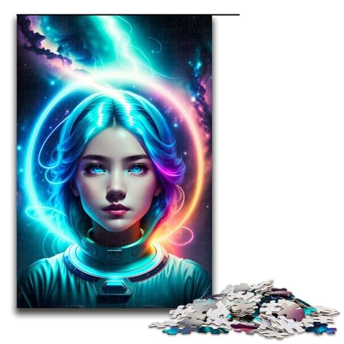 Puzzle für Erwachsene 1000 Teile Weltraummädchen Holzpuzzle Lernspielzeug Familienspiele 75 x 50 cm von QSYFNBZL