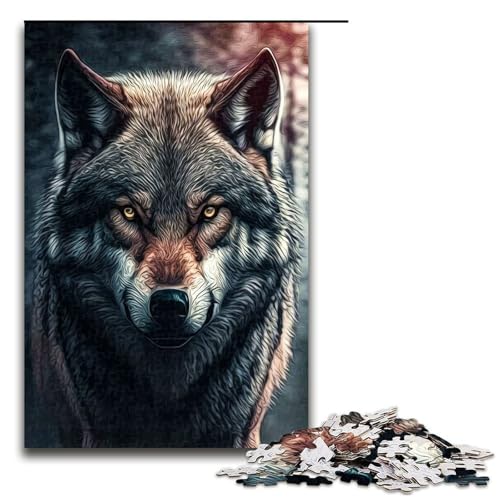 Puzzle für Erwachsene 1000 Teile Wolfspuzzle Spiele Spielzeug Geschenk geeignet für die Schreibtischdekoration 75 x 50 cm von QSYFNBZL