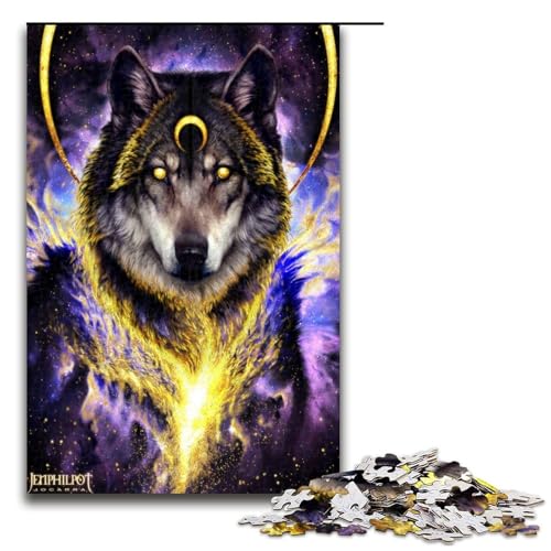 Puzzle für Erwachsene 1000 Teile Wolfspuzzle Spiele Spielzeug Geschenk geeignet für die Schreibtischdekoration 75 x 50 cm von QSYFNBZL